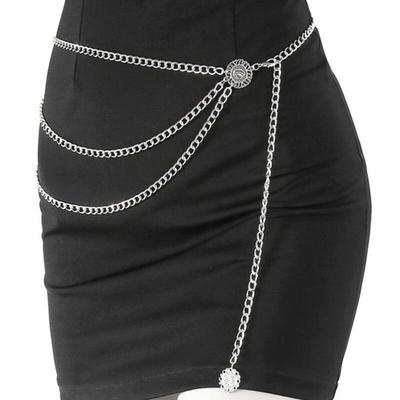 Punk Dress Metal Chain Gold Silver Ladies Waist Chain Belt Fashion Dress Waistband