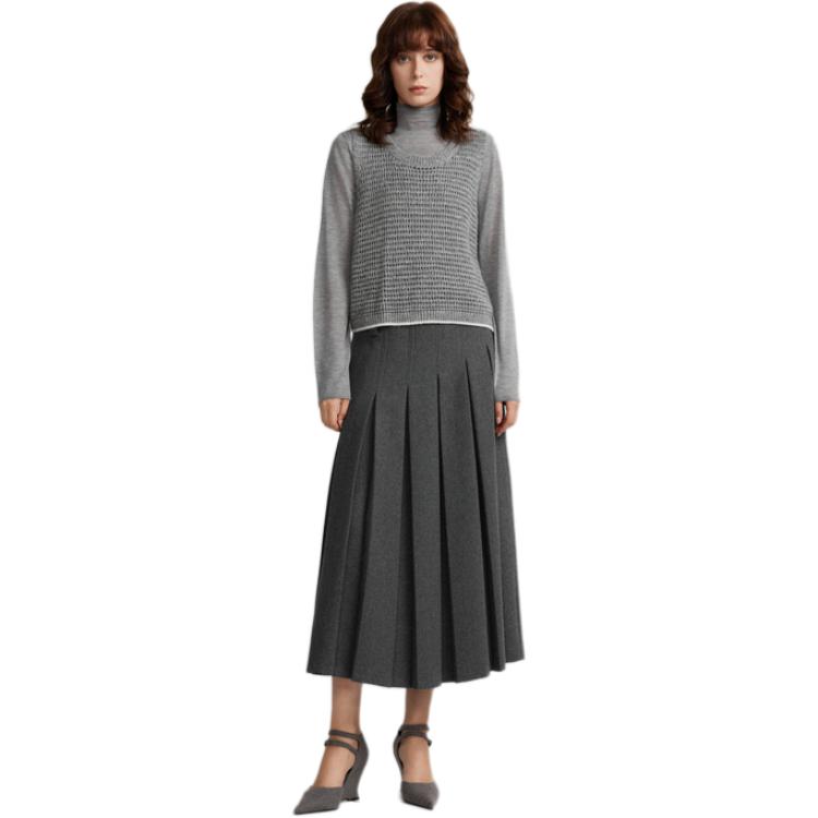 ELLE French Style High-End Knit Pullover Half Turtleneck Sweater Women Sweater Medium-Gray EM40290