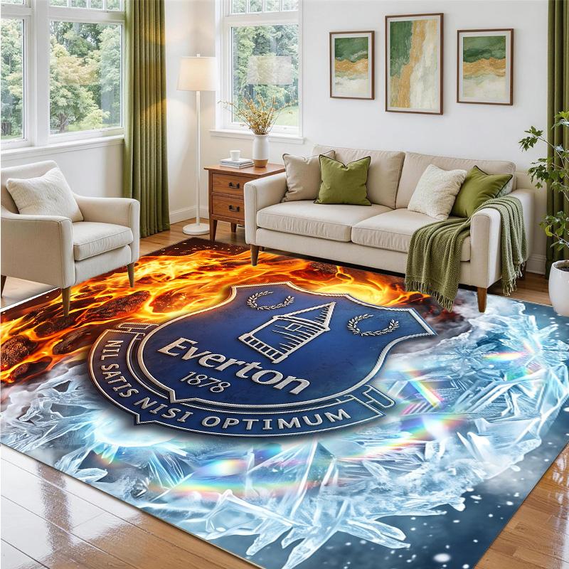 Everton Football Design Crystal Velvet Rug Soft Decorative Mat for Bedroom Entrance