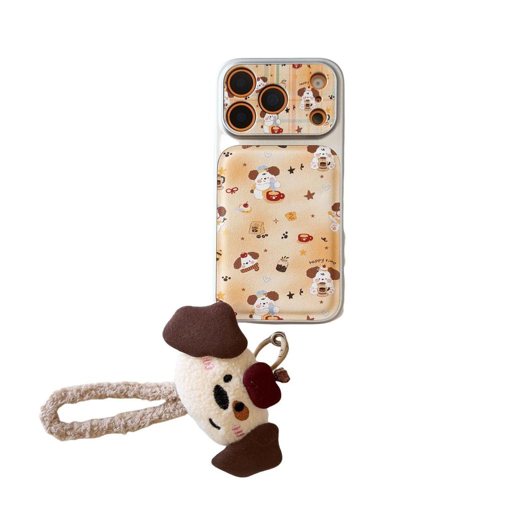 Ins Style Cartoon Coffee Puppy iPhone Case: Drop-Proof, Full Coverage for iPhone 14, 15, 16 Pro, Apple 17