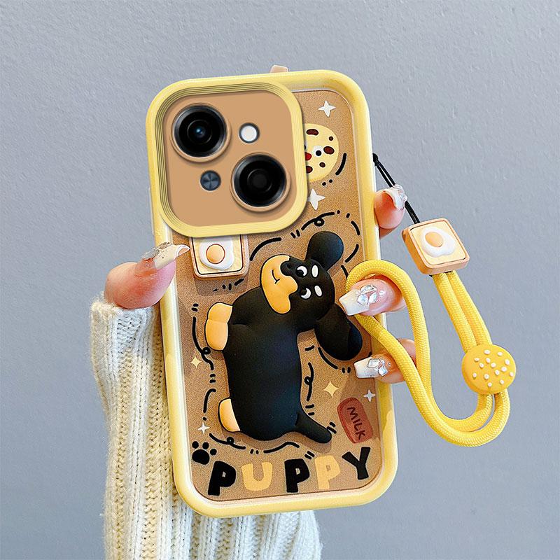 

Противоударный чехол KEYSION для TECNO Spark Go 1 Go 2025 со шнурком, силиконовый милый 3D-чехол для телефона с мультяшной куклой для Tecno Pop9 4G for Spark Go 1