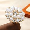 Retro and exaggerated Bohemian ethnic style ring, fashionable and creative, diamond studded pearl design, electroplated ring