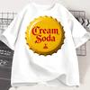 Vintage Cream Soda Bottle Cap Graphic TShirt Retro Soda Pop Print Tee Yellow Bottle Cap Aesthetic Shirt Y2k Top Graphic T Shirt