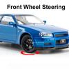 1:24 Scale GTR R34 R35 Sports Car Model Toy Doors Opened Music Light Pull Back Simulation Vehicle Models Alloy Diecast Gifts