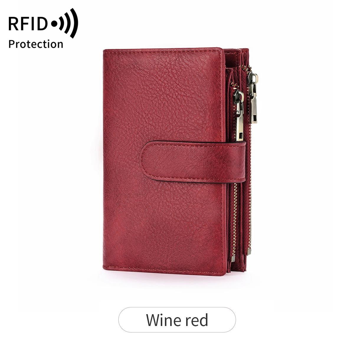 

Fashion Women Wallet Vintage Folding Strap Double Zipper Pocket Short Card Holder High Quality LuxuryPortable Clutch Card Holder
