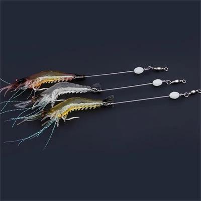 Mükemmel 9 cm 6g Tuzlu Su Balıkçılık Aydınlık Yumuşak Lures Yapay Karides Kanca Yemler Batan Mücadele