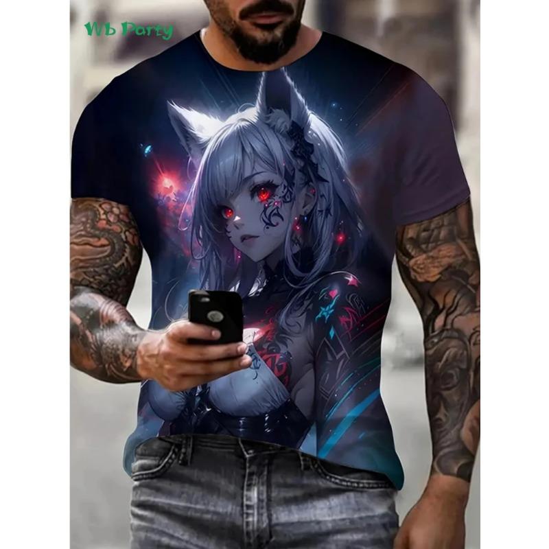 3D Painting Short Sleeve Tee Summer Outdoor Men's Tops Fashion Round Neck Men's T-Shirts New Vintage Oversized Men's Clothing