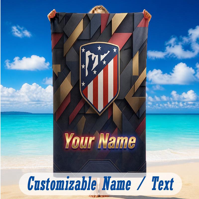 Beach Towel Custom Name Text, Quick Dry Large Towel For Beach HomeAtletico Madrid