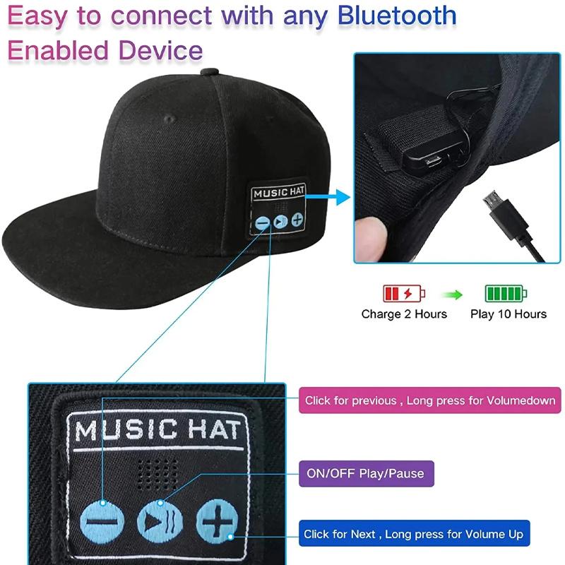 Bluetooth 5.0 Headphones Headset Baseball Cap Wireless Summer Hats With Stereo Earphone Mic Outdoor Hands-free Earbuds