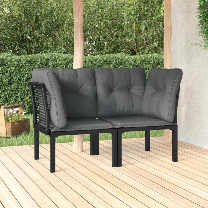 VidaXL Lot de 2 Chaises d'Angle de Jardin avec Coussins, Sièges à Manger avec Dossier, Meubles de Patio Terrasse Extérieur, 362801