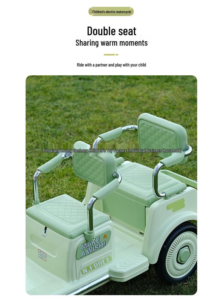 Double Electric Motorcycle for Kids - Battery-Powered Ride-On Toy