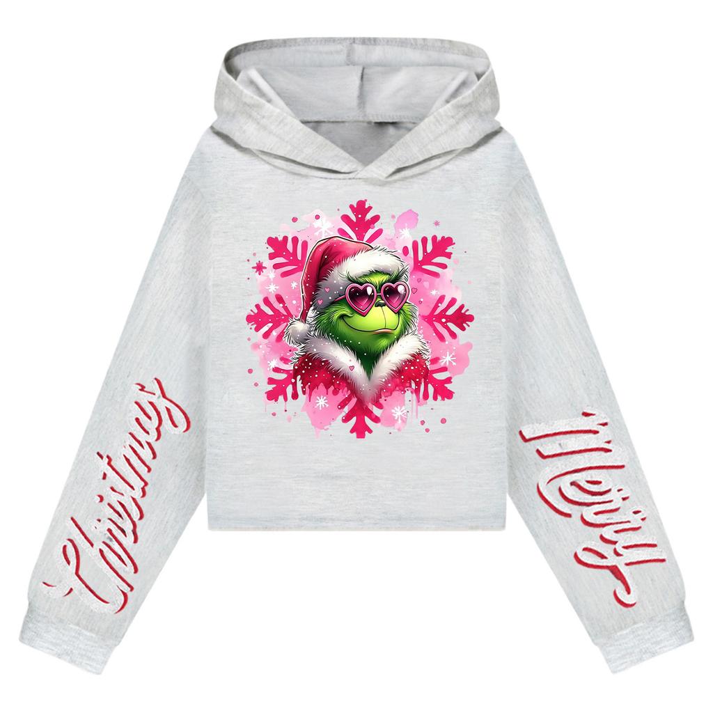 Kids' Casual Fashion Christmas Printed Long Sleeve Hooded Sweatshirt (No Drawstring)