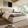 Lit de rangement - MUVOE - 160x200 cm - Matelas et sommier inclus - Beige - Design moderne