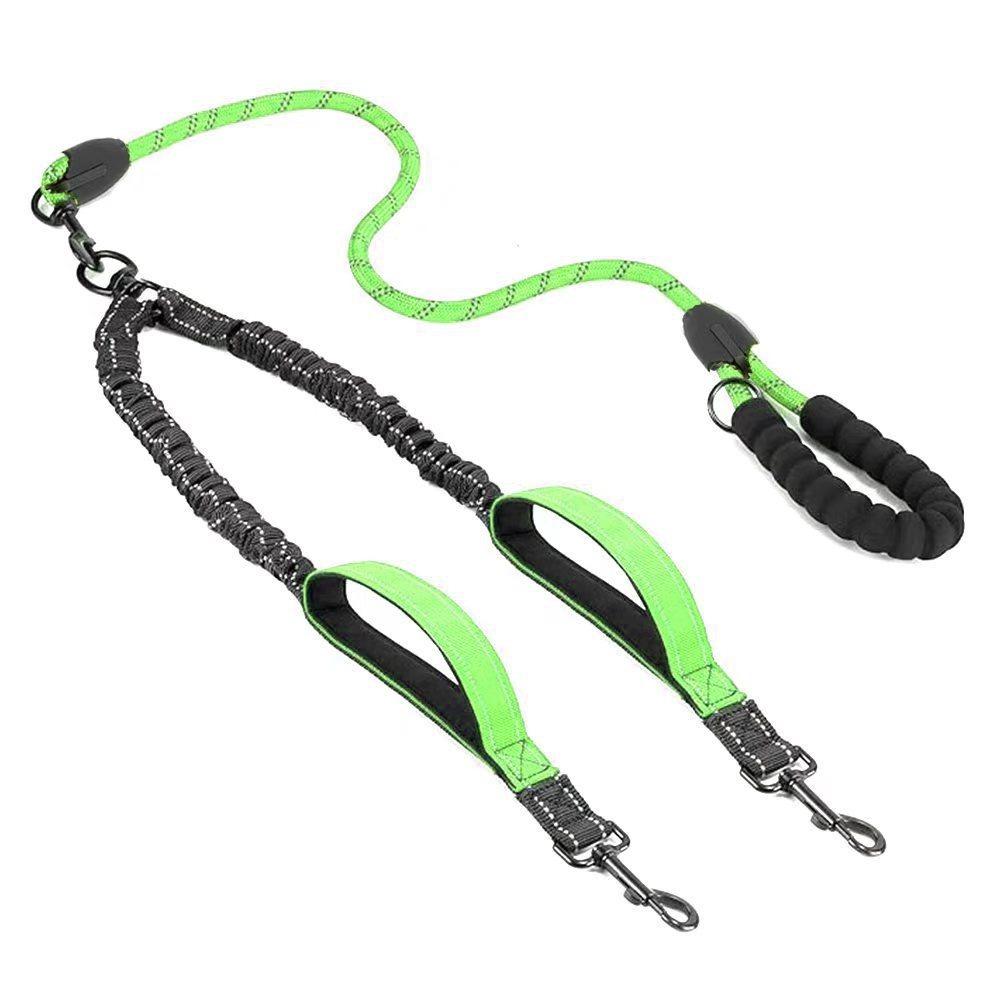 Comfortable Handle Double Head Pet Rope Reflective Pet Walking Rope Dual Dog Leash Outdoor Walking