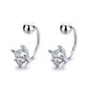 S925 Sterling Silver Zircon Screw-Back Stud Earrings - Simple C-Shaped Design for Cartilage and Round Face Slimming