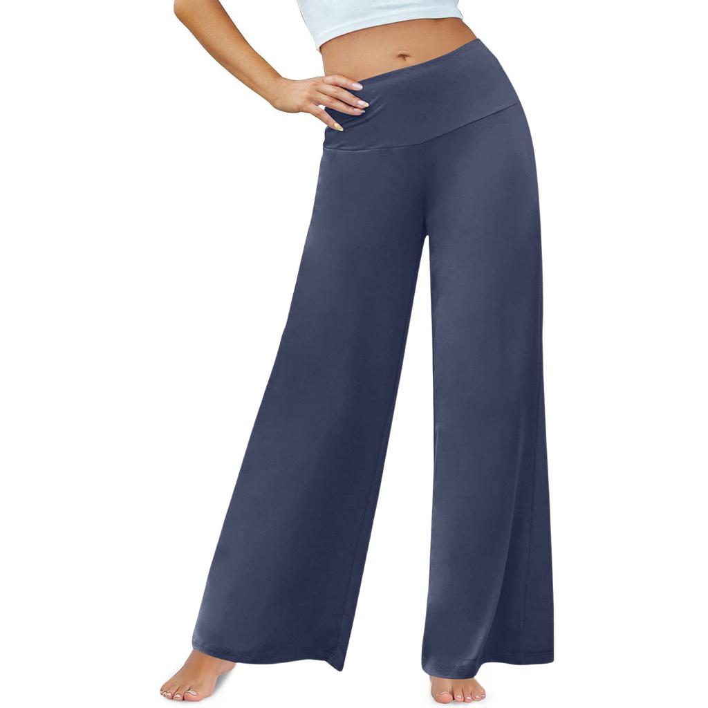Lässige Hose mit weitem Bein für Damen, hohe Taille, elastisch, bequeme Hose