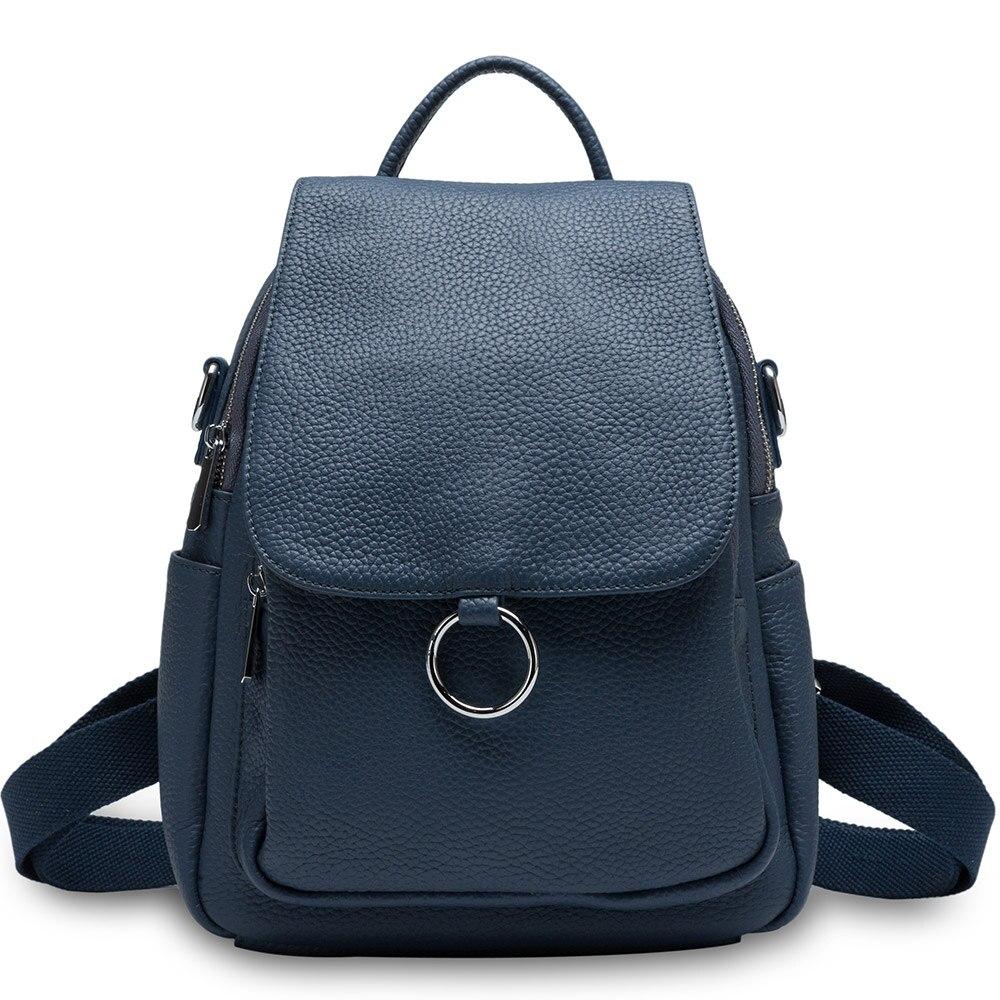Zency New Fashion Damen Rucksack 100% Echtes Leder Winter Beige Täglich Casual Reisetasche Klassischer Schwarzer Schulranzen Rucksack