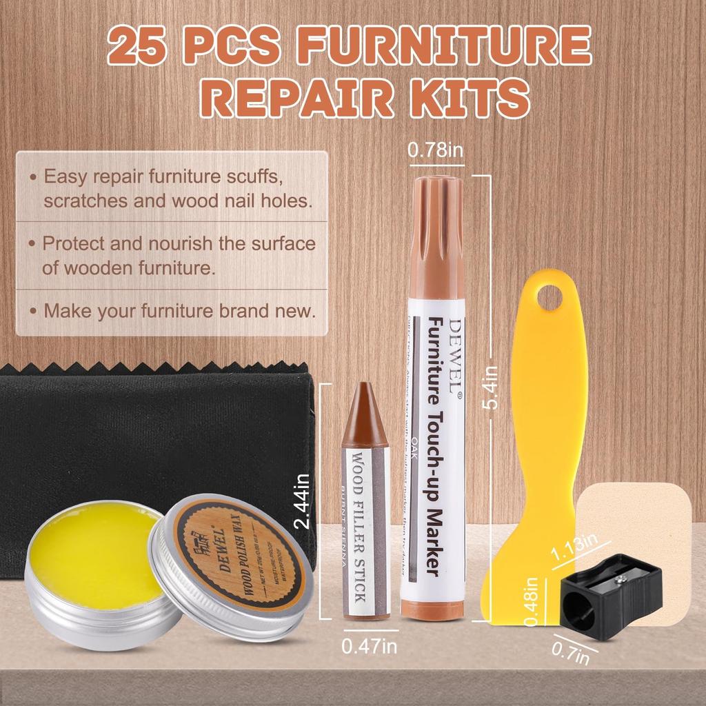 DEWEL Holzkratzer Reparatur Möbelreparatur Möbelreparatur Bodenreparatur Stifte und Reparatur für Tür Möbel Kaschierung und Beinhaltet Kernset für