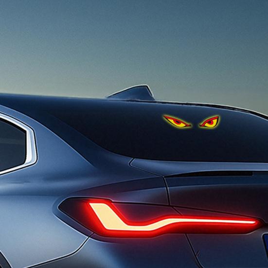 3Pcs Solar LED Car Decorative Light with Dynamic Eye Design USB-C Rechargeable Smart Sensor Car Light Vibration-Activated Suction Cup Mount Car