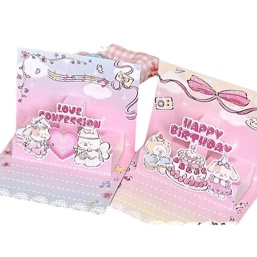 Creative 3D Cartoon Birthday Card: Folding Surprise Gift for Couples & Angels