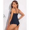 CHARMLEAKS Haut de maillot de bain tankini torsadé à col en V pour femme - Haut de maillot de bain rembourré fluide - Débardeur de bain uniquement