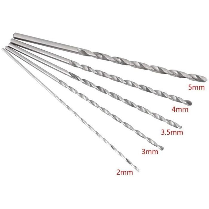 Foret hélicoïdal - AIMOONSA - 2-5mm - Extra long 150-160mm - Acier rapide HSS - Pack 5 (2/3/3.5/4/5mm)