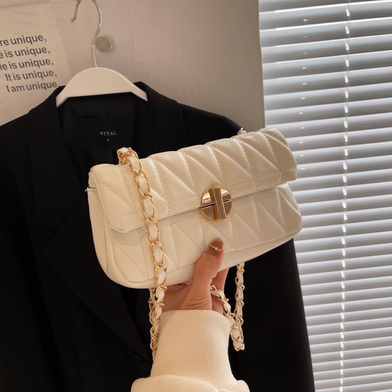 Trendy Quilted Square Shoulder Bag For Women 2023 Fashion Pu Leather Chain Crossbody