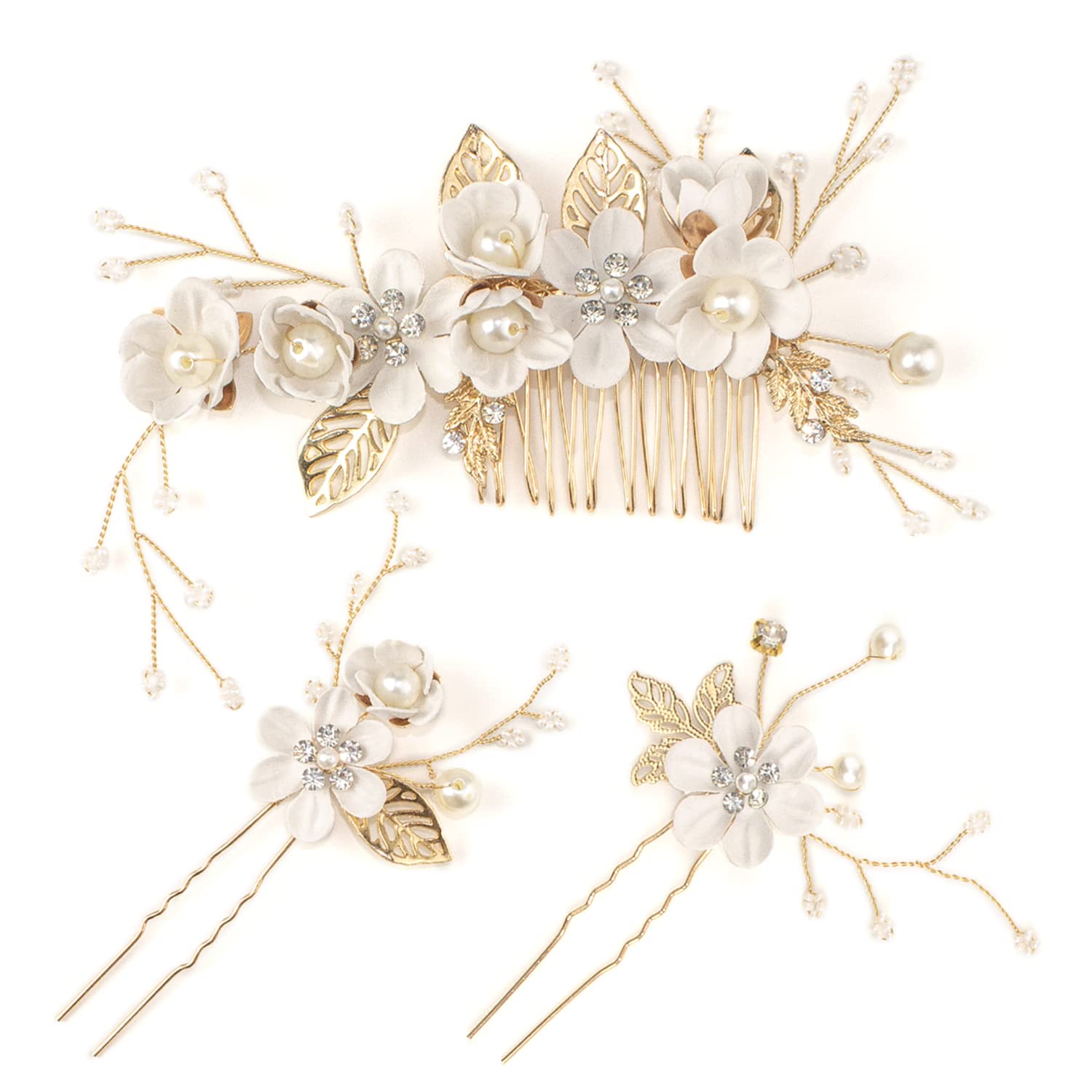 

HUAZONTOM Hair Ornament, Hair Accessory for Adults, Japanese Style, Hairpin, Kanzashi, Headpiece, 3-Piece Set, Pearl, Flower, Hairpin, Kimono Hair