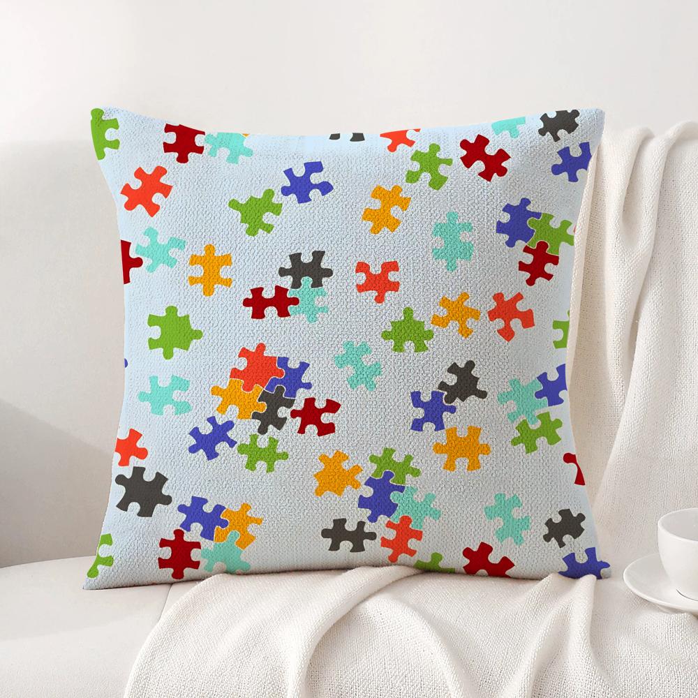 

PPuzzle PPiece Cushion Cover Natural Linen Organic Fabric DoubleSided Printing Sofa Home Decor Breathable Bed Pillow 30x30cm