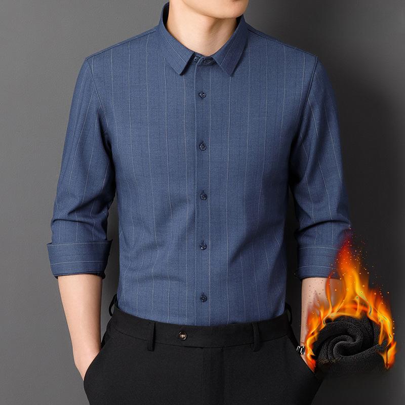 Plush Long-sleeved Shirt Men's Autumn and Winter New Business Casual Thickened Thermal Shirt Warm Inner Wear