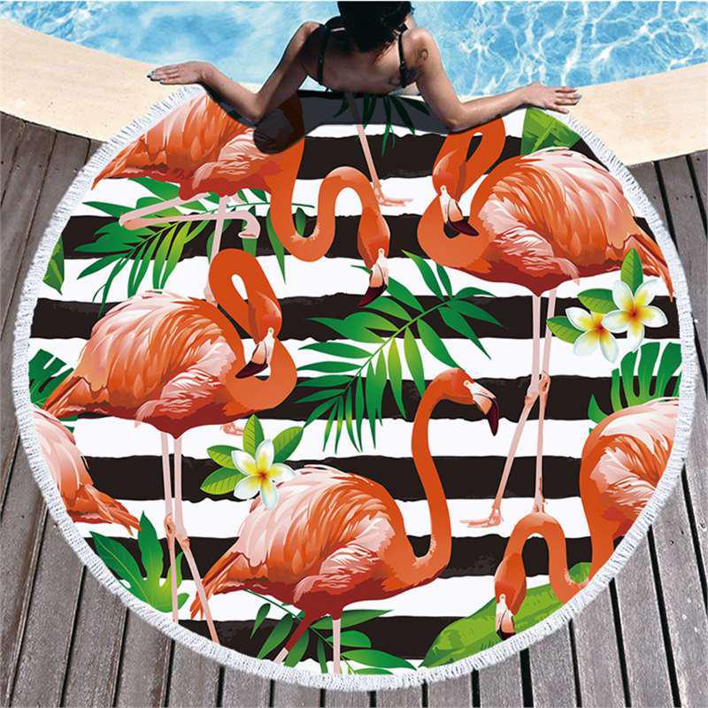 Seria Flamingi Ultra-Delikatne Włókno Ręcznik Plażowy i Mata Wewnętrzna/Zewnętrzna