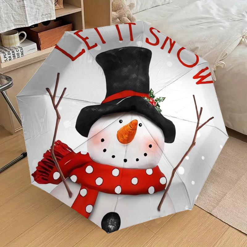 1pc Snowman Winter Holiday Decoration Umbrella with Plastic Handle,Suitable for All Seasons Home Travel Outdoor UmbrellaDD570