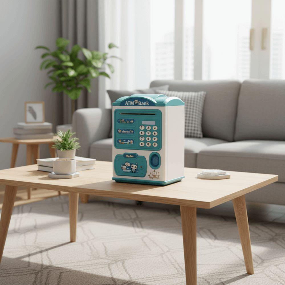 Cartoon Fingerprint Piggy Bank Password Lock Fingerprint Unlock ATM Password Bank Large Space Simulate Unlocking