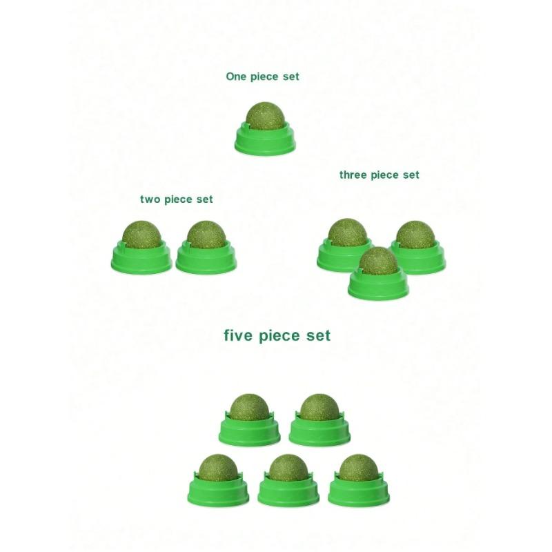 5pcs Catnip Balls, Interactive Cat Toy for Teeth Cleaning and Hair Removal, Stickable and Rotating