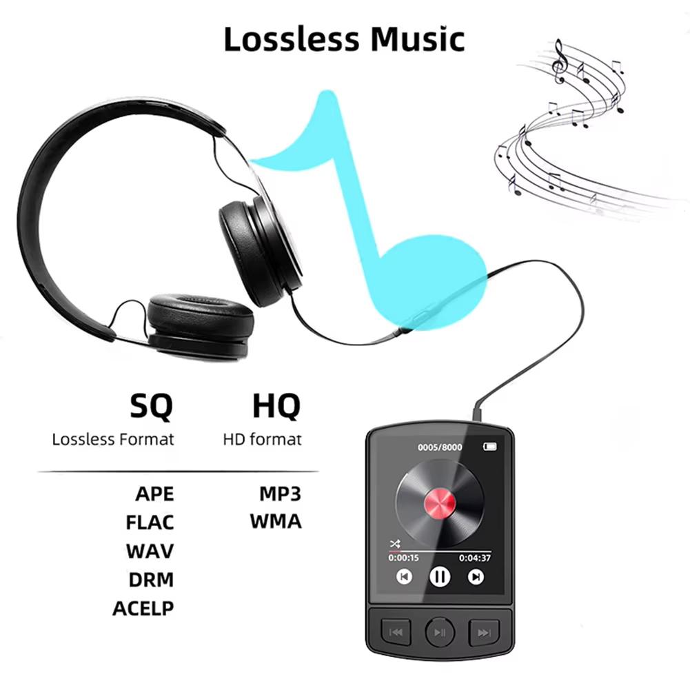 1.8inch Screen MP3 Player Portable MP3 Sport Clip Walkman HiFi Sound Bluetooth5.2 Student Walkman with FM Radio E-Book Kids Gift