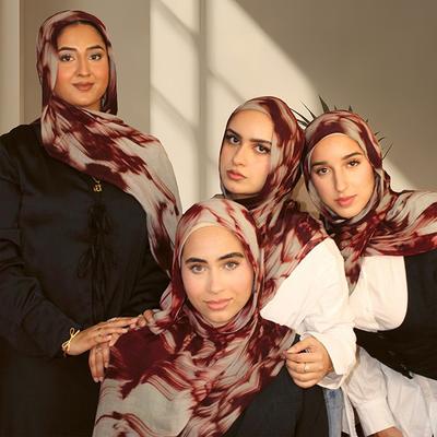 Watercolour Floral Printed Hijab Scarf Long Modal Breathable Light Weight Soft Shawl Cotton Rayon Viscose Woven Women Headban