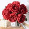 Artificial Flowers Roses 7 Pieces Ready-Made Rose Bouquet Flower Arrangement for Vase - Red