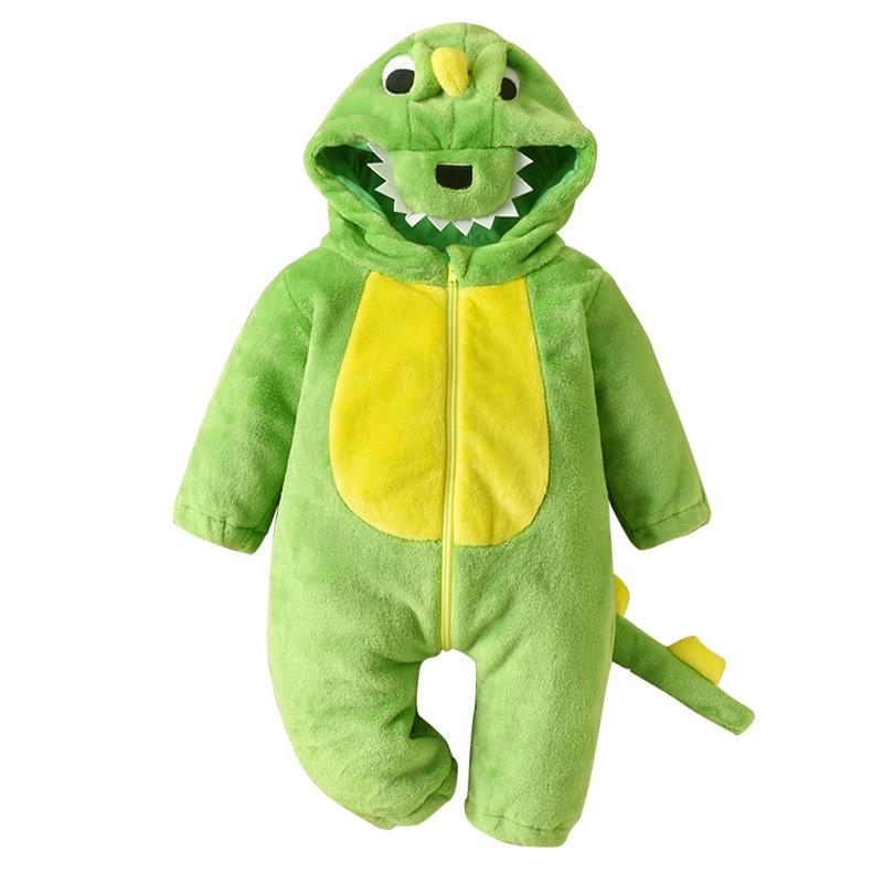 Autumn/Spring Thick Baby Dinosaur Romper - Warm, Cute, Perfect for Outings