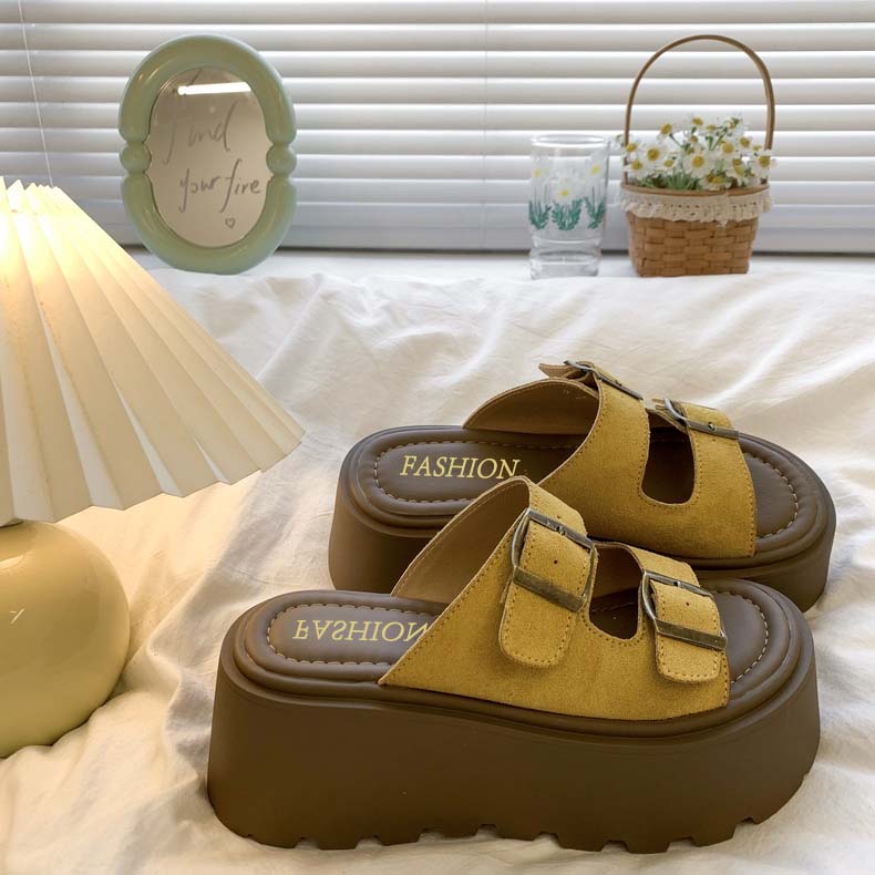 New Summer Women's Scoop Cake Bottom Sandals 7cm Sole Height Fashionable Sandals Women's Shoes for Leisure and Vacation Beach