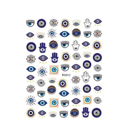 5 Stück Nagelklebeaufkleber Blaue Augen Abziehbild DIY Maniküre Niedliche Graffiti Nagelkunst Dekoration Teufel