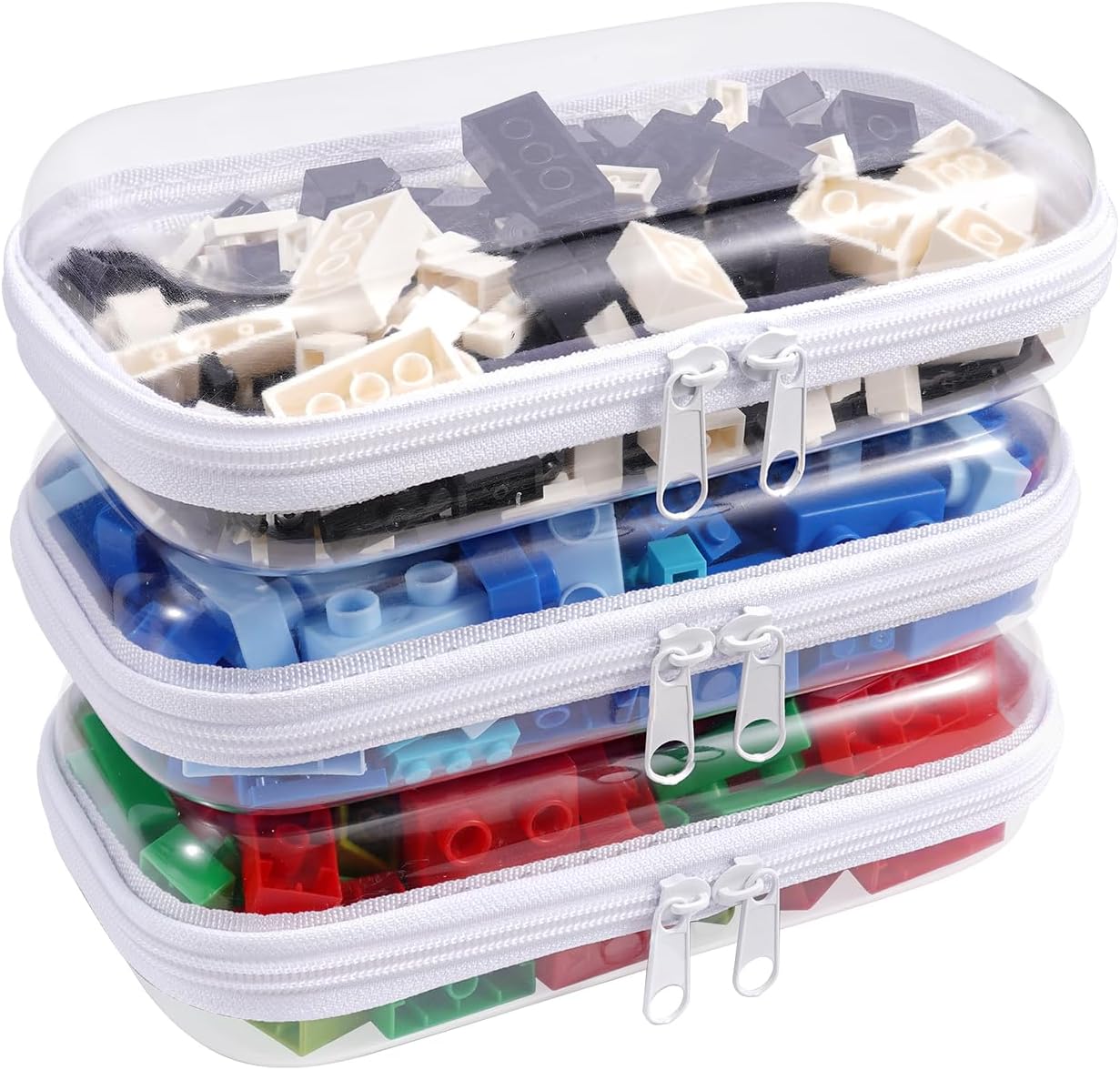 

Прозорий жорсткий чохол на блискавці, Прозорі прозорі кишеньки на блискавці, Набір пластикових кейсів з жорсткими стінками, Портативні дорожні органайзери для зберігання 3PCS 20x12x5cm