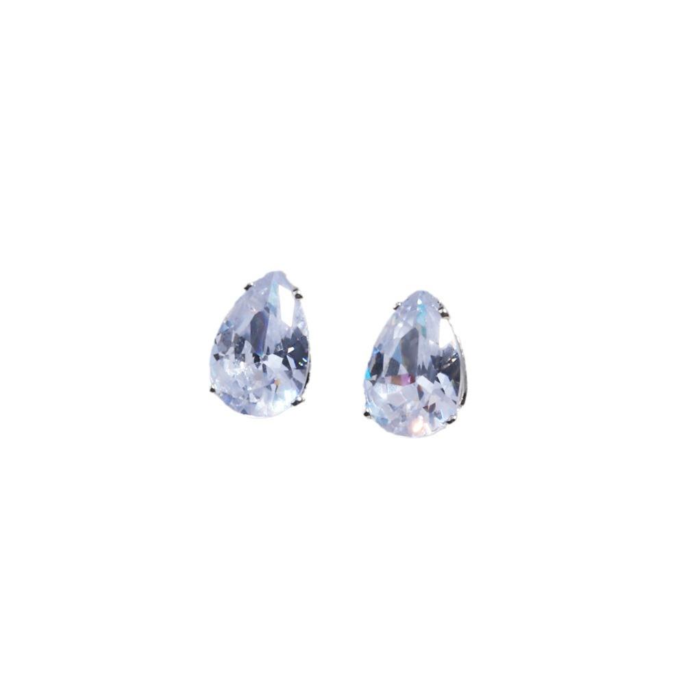 Delicate Water Drop Shaped Stud Earrings Luxury Silver Color Crystal CZ Ear Earrings for Women Fashion Versatile Jewelry