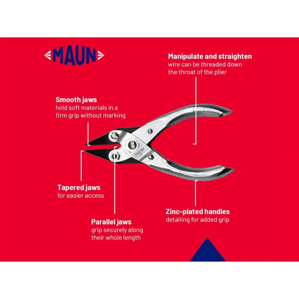 Maun Snipe Nose Parallel Pliers, Smooth Jaws 125mm