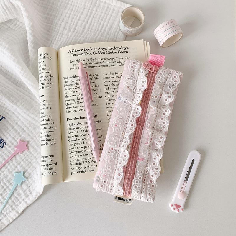1 Pc Cute Korean Fashion Pencil Pouch Mini Kawaii Causal Jacquard Knitted Pencil Case Stationery Storage Bag Student Supplies