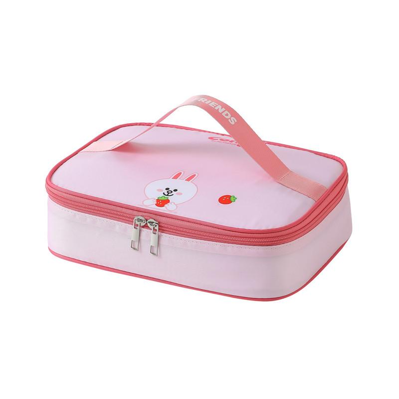 

2025 New Cute Bento Bag Cartoon Printed Children s Lunch Box Bag Flat Lunch Box Bag Student Hand Strap Rice Bag розовый