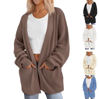 Women's Cardigan Knit Sweater Open Front Cardigan Casual Long Sleeve Lightweight Cardigans With Pockets