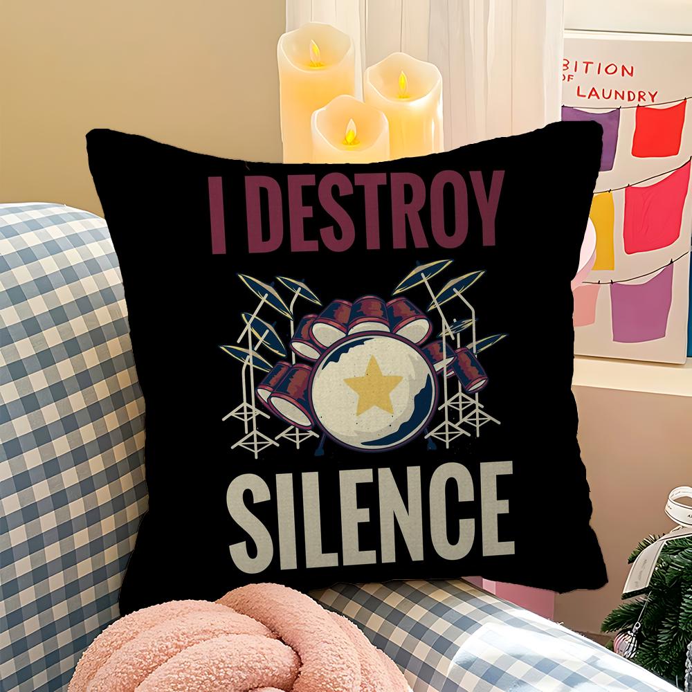 Cool Drum Kit Pillow Cushion Cover Pillowcase Living Room Sofa Home Decor Customized