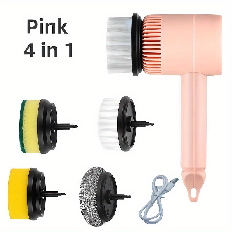 1 Set Of Electric Cleaning Brushes With 4 Replacement Brush Heads, Rechargeable Handheld Wireless Cleaning Brush Suitable