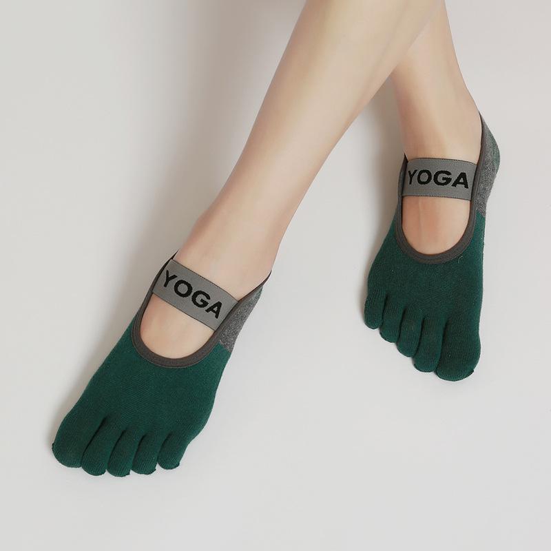 Ladies Spring and Autumn Collocation Yoga Fitness Exercise Pilates Non Slip Five Finger Socks