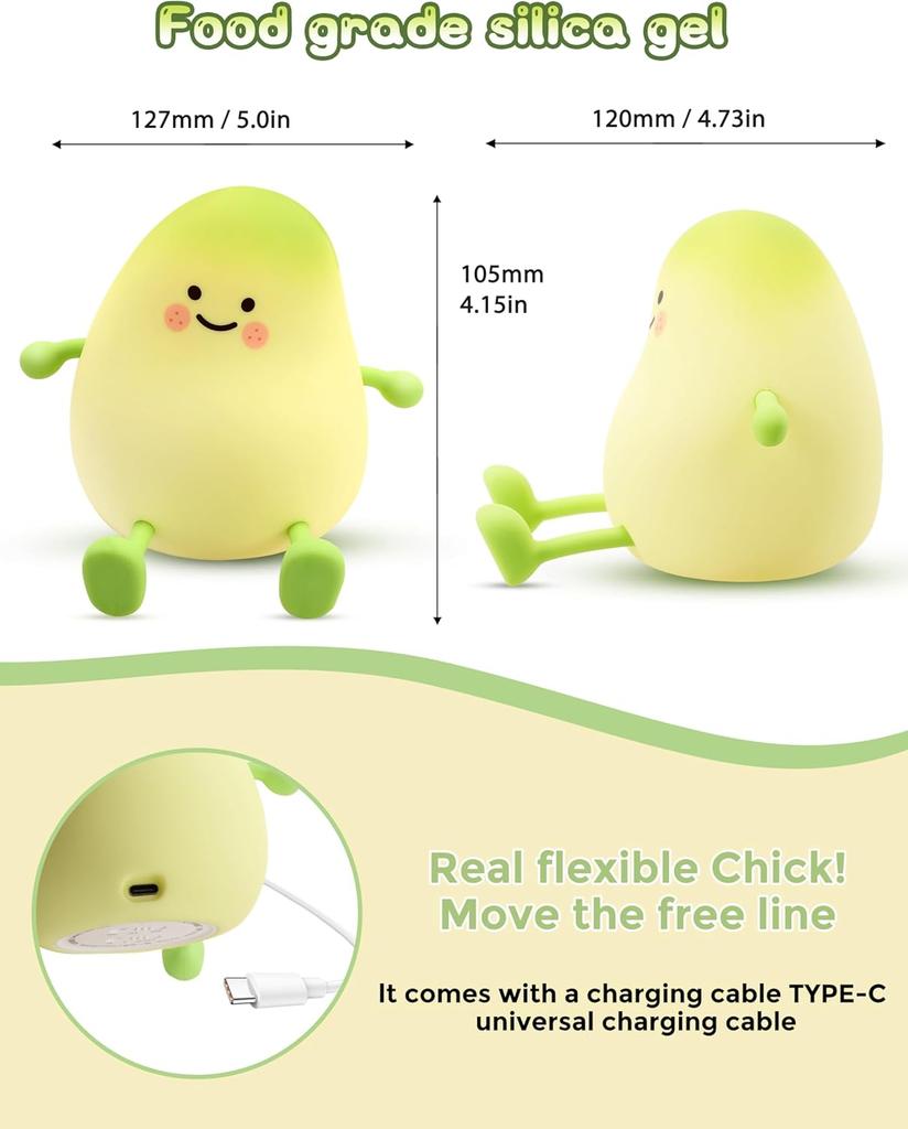 Cute Night Light Kids Mango Sleep Lamp Warm White Bedroom Decor Silicone Nightlight Baby Nursery Lights Birthday Christmas Gift